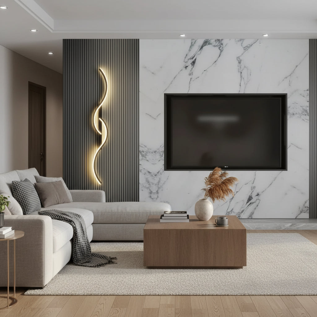 Modern LED Wall Lamp – Slim Strip Light with Remote Dimming for Bedroom & Living Room