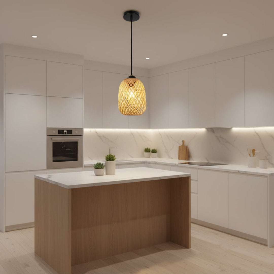Woven Bamboo Pendant Light – Natural Rattan Shade