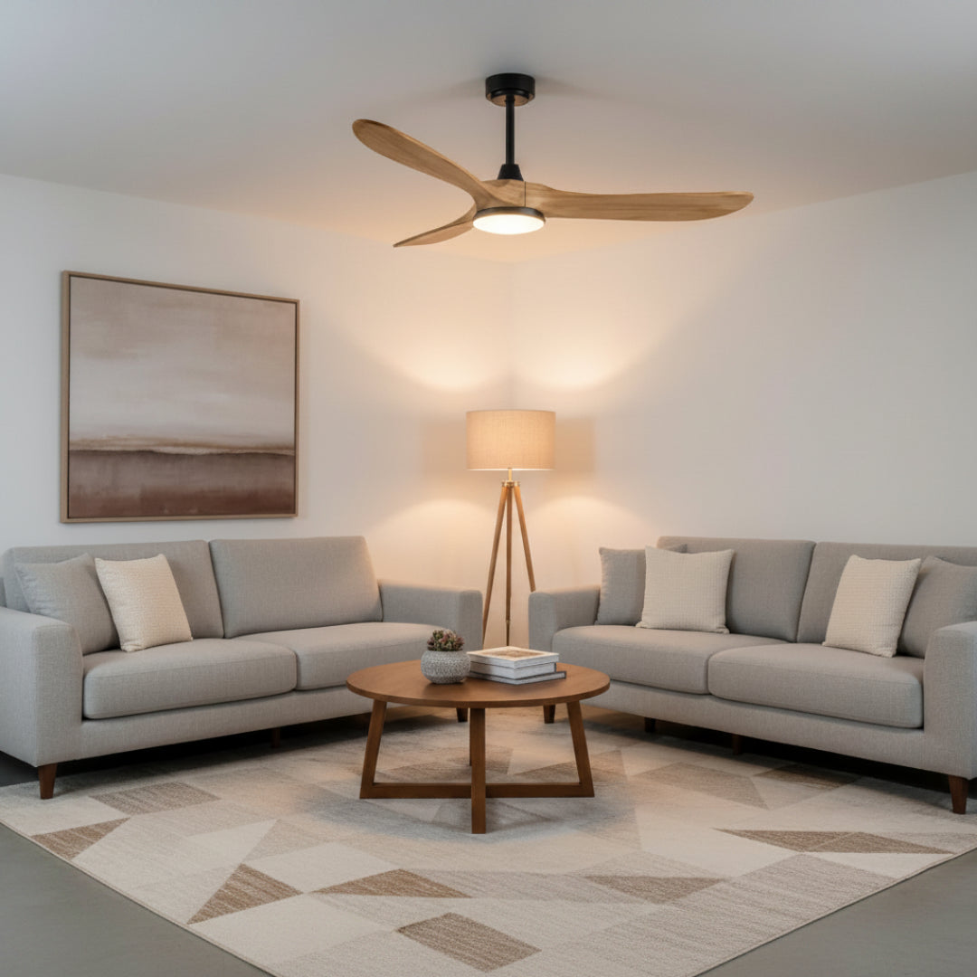 Wooden Ceiling Fan with Light – Reversible Motor