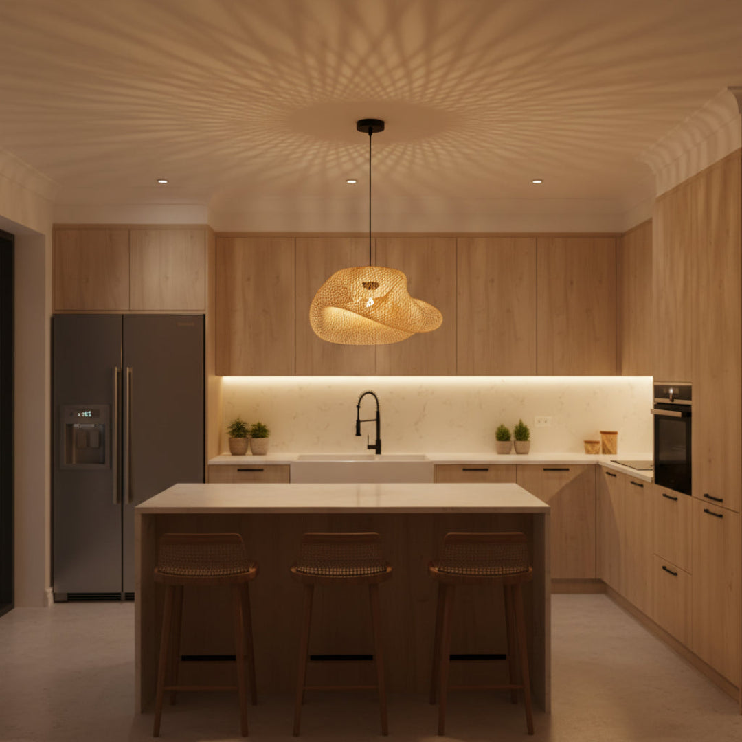 Woven Bamboo Pendant Light – Natural Rattan Shade