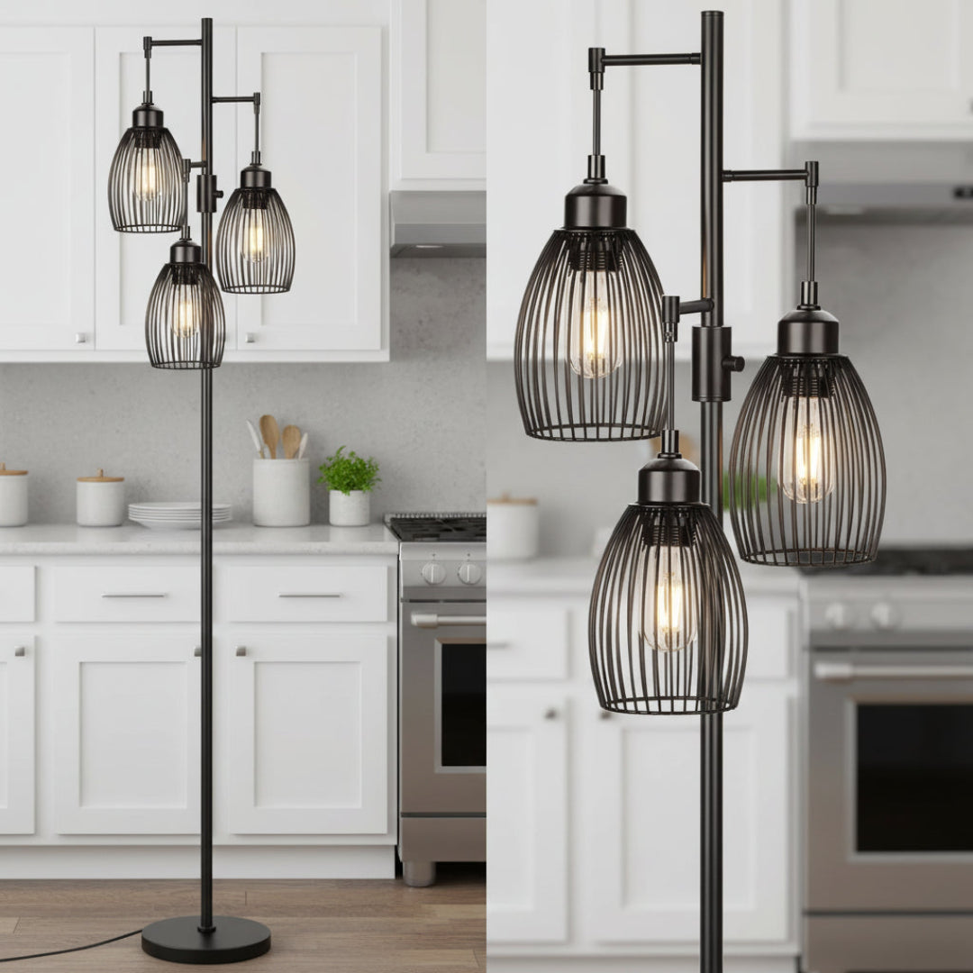 Retro Floor Lamp – Dimmable Standing Light for Living Room & Bedroom