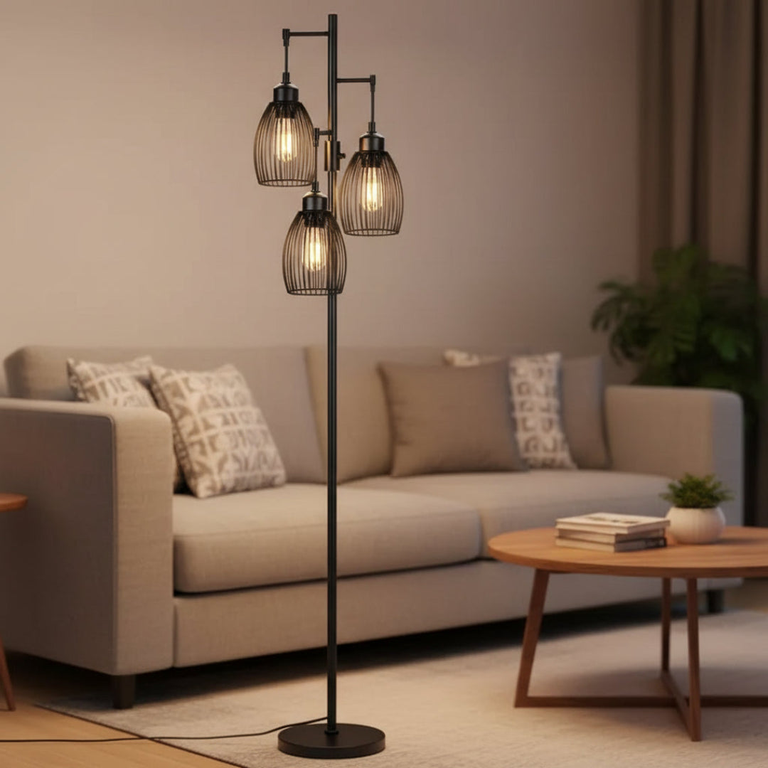 Retro Floor Lamp – Dimmable Standing Light for Living Room & Bedroom