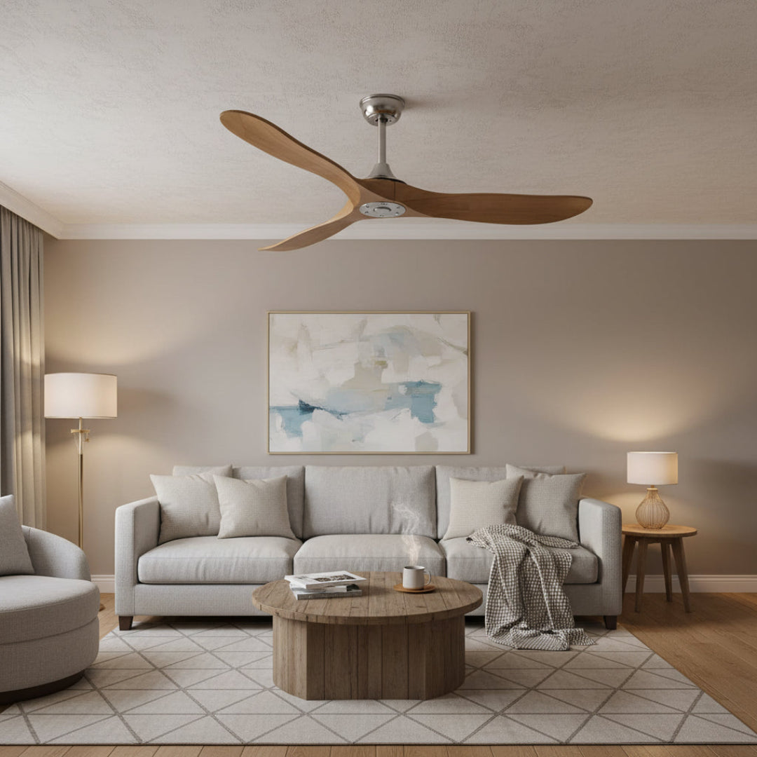 Wooden Ceiling Fan with Light – Reversible Motor