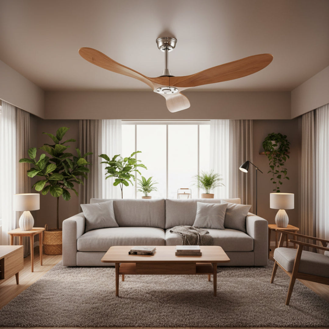 Wooden Ceiling Fan with Light – Reversible Motor