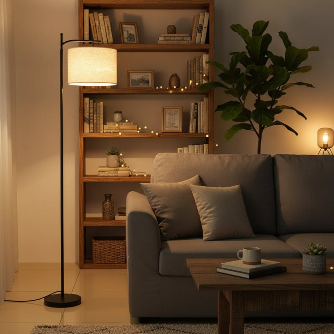 American Rattan Floor Lamp – Handmade Woven Standing Light for Living Room & Bedroom