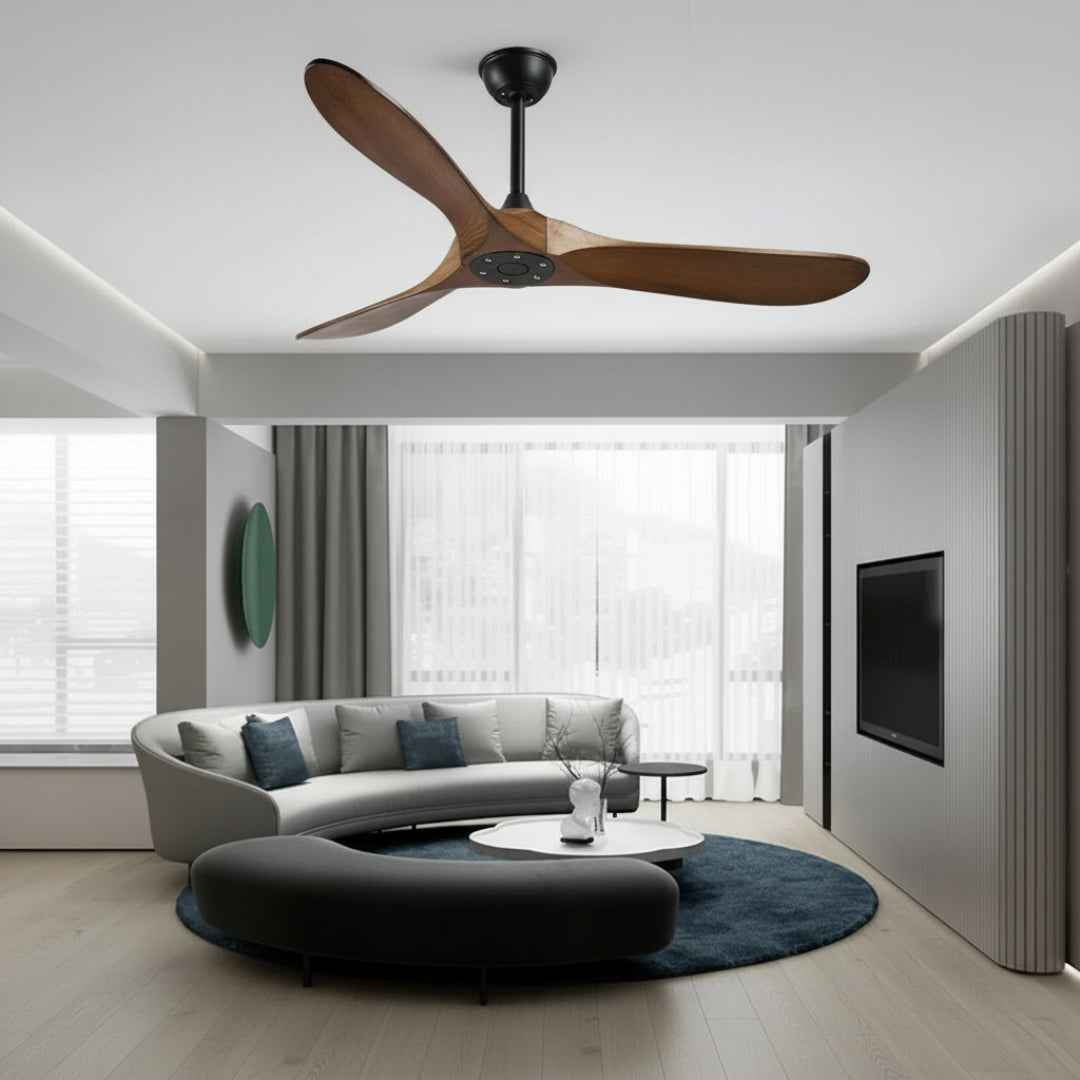 Wooden Ceiling Fan with Light – Reversible Motor