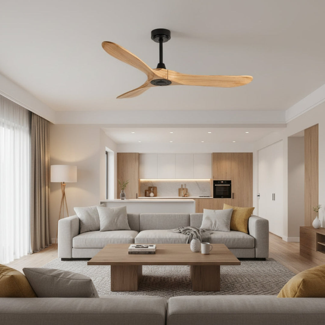 Wooden Ceiling Fan with Light – Reversible Motor