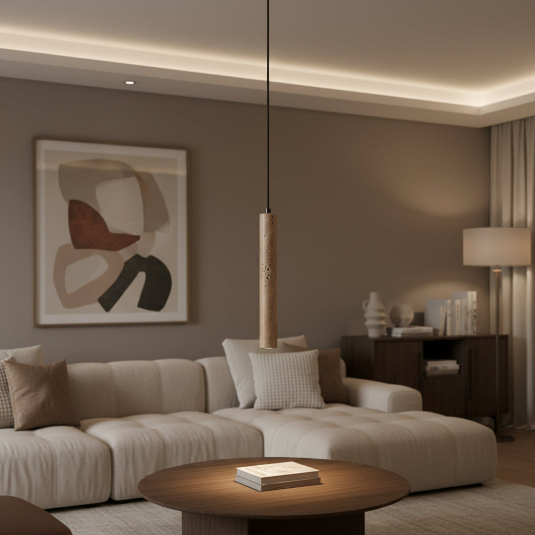 Natural Stone Pendant Light – Warm LED Glow