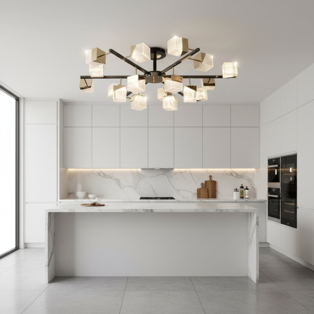 Cube LED Chandelier – Modern Acrylic Design
