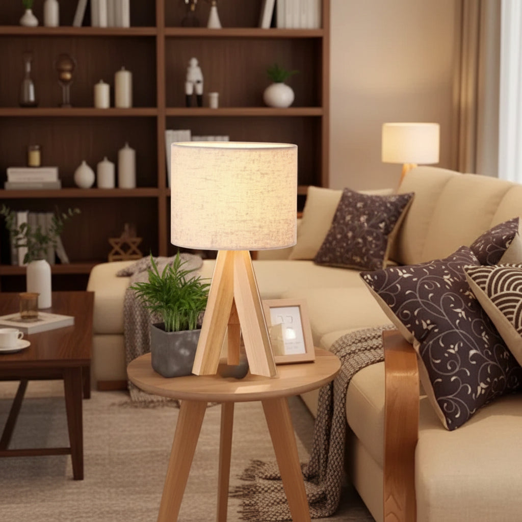 Wooden Table Lamp – Nordic Bedside Light