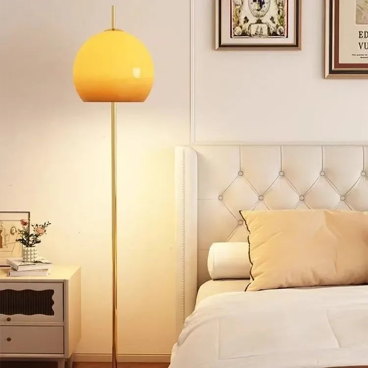 French Cream Retro Lamp – Glass Vertical Ambient Desk Light for Living Room & Bedroom