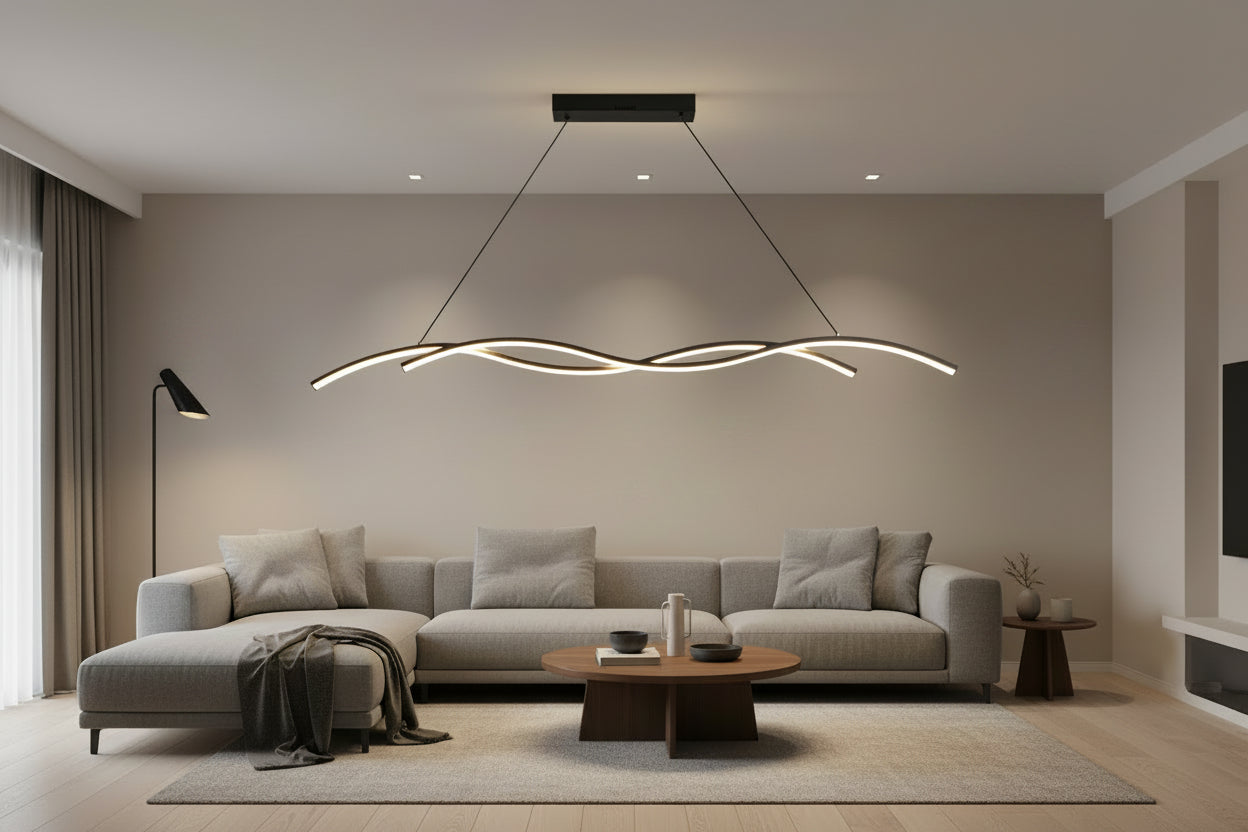 Twirl Black Opal Modern Wavy Pendant Light