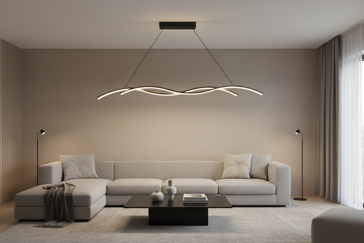 Twirl Black Opal Modern Wavy Pendant Light
