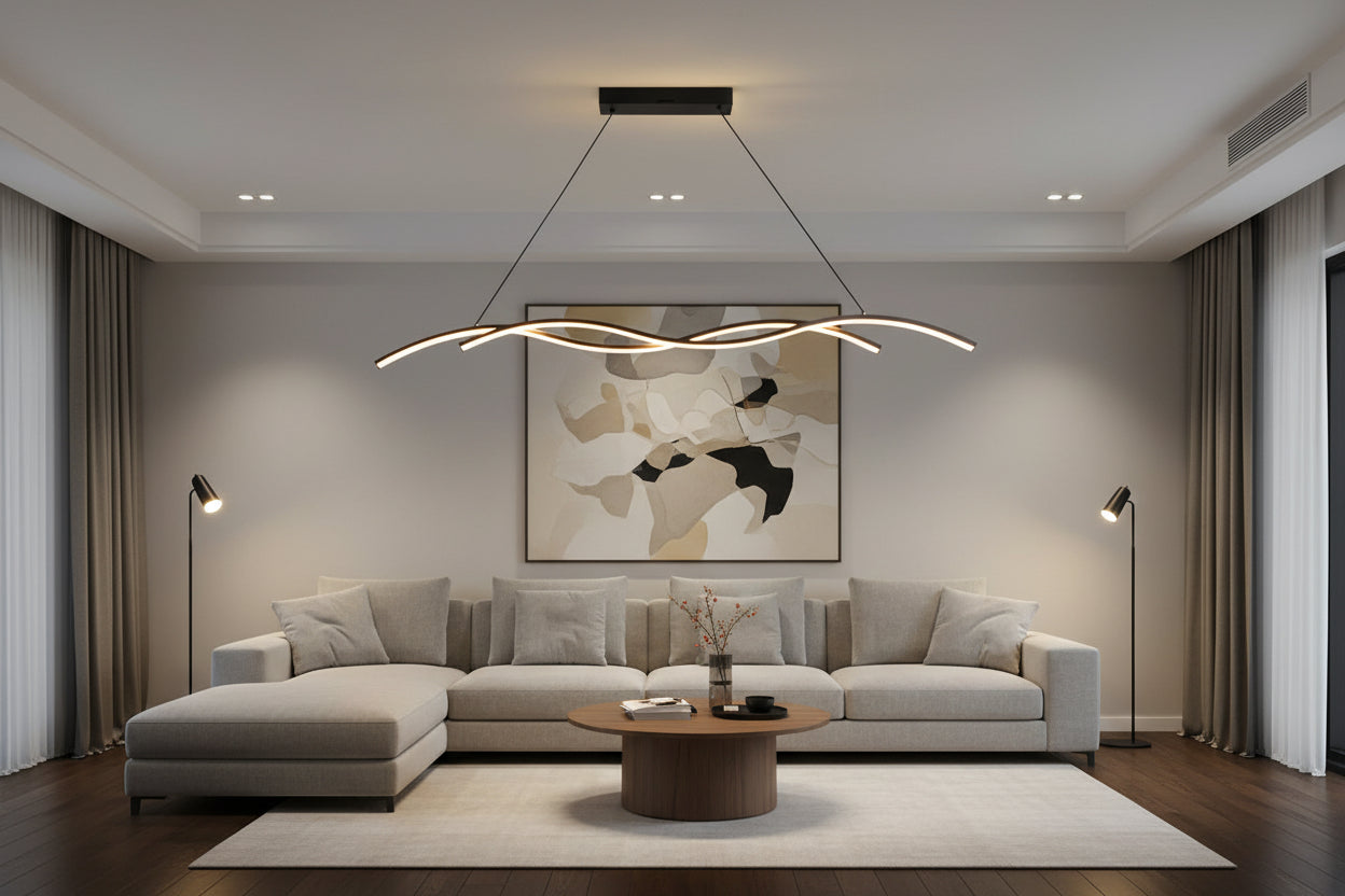 Twirl Black Opal Modern Wavy Pendant Light