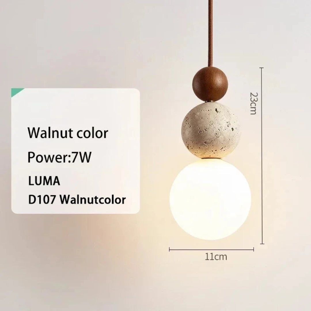 Natural Stone Pendant Light – Warm LED Glow
