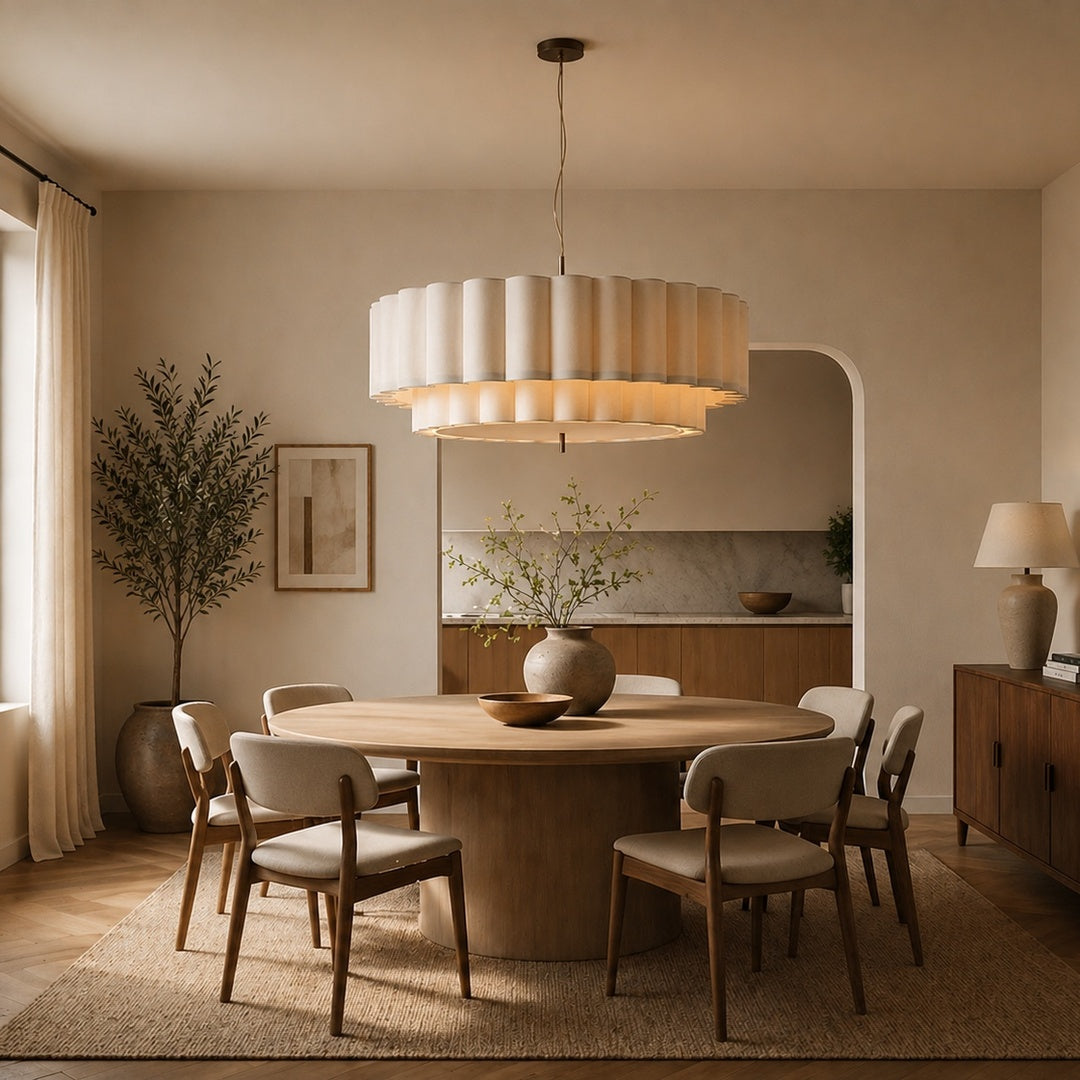 Linen Pendant Light – Modern Retro Chandelier