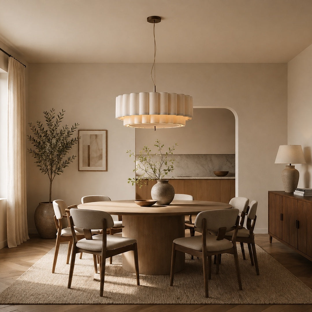 Linen Pendant Light – Modern Retro Chandelier