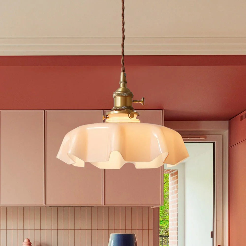 Scalloped Glass Pendant Light – Glass Shade