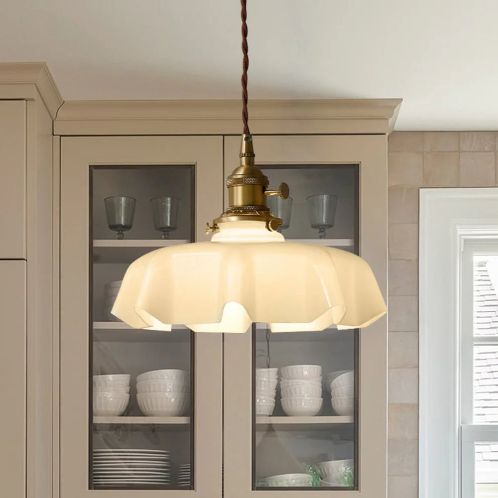 Scalloped Glass Pendant Light – Glass Shade