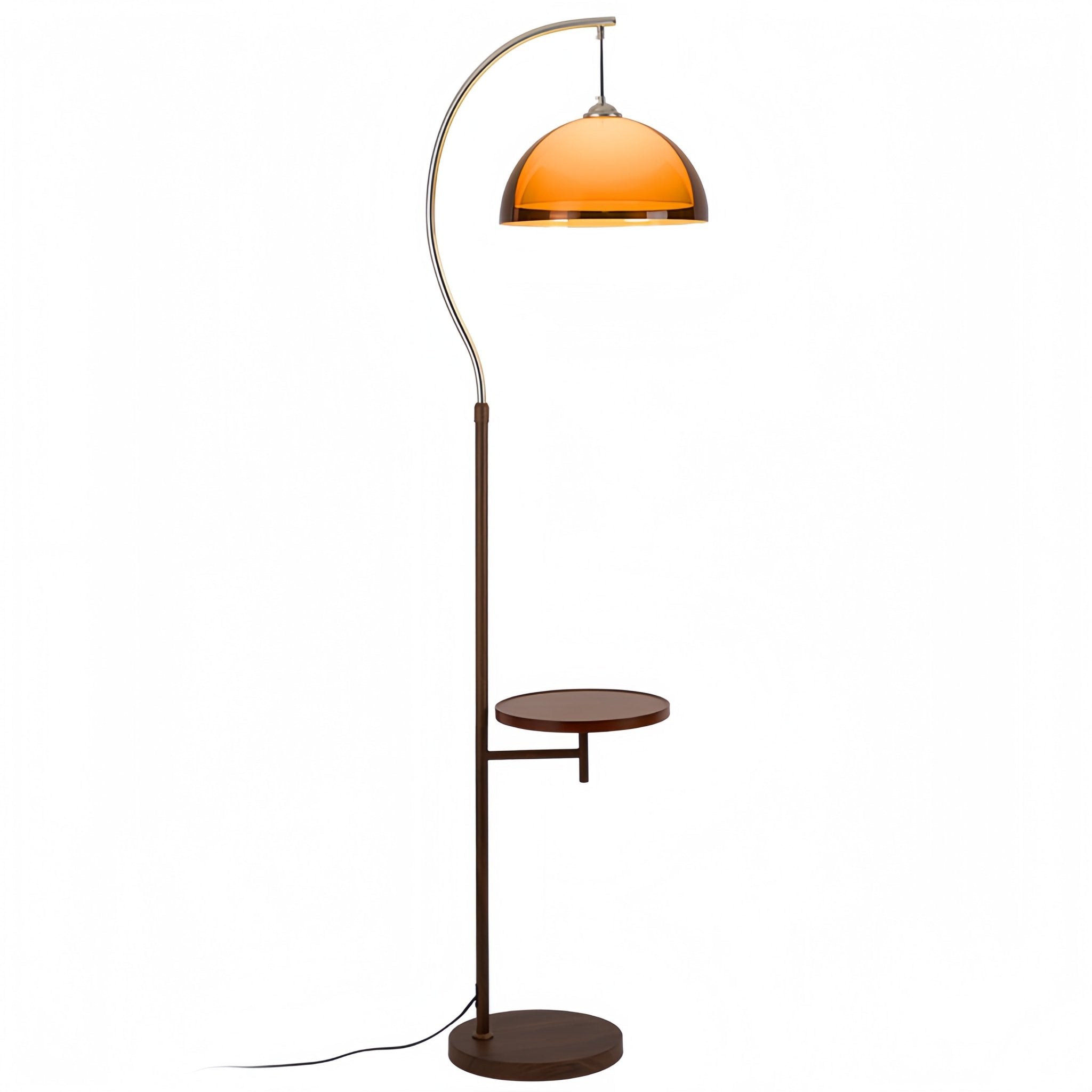 Double Shade Mushroom Arc Floor Lamp with Optional Table