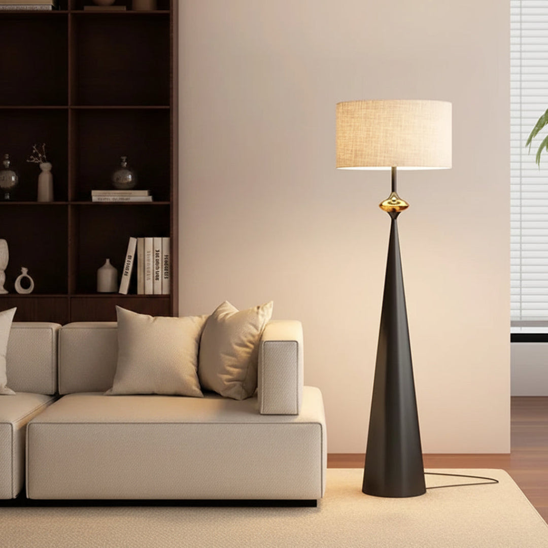Wabi-Sabi Floor Lamp – Fabric Shade Minimal Design