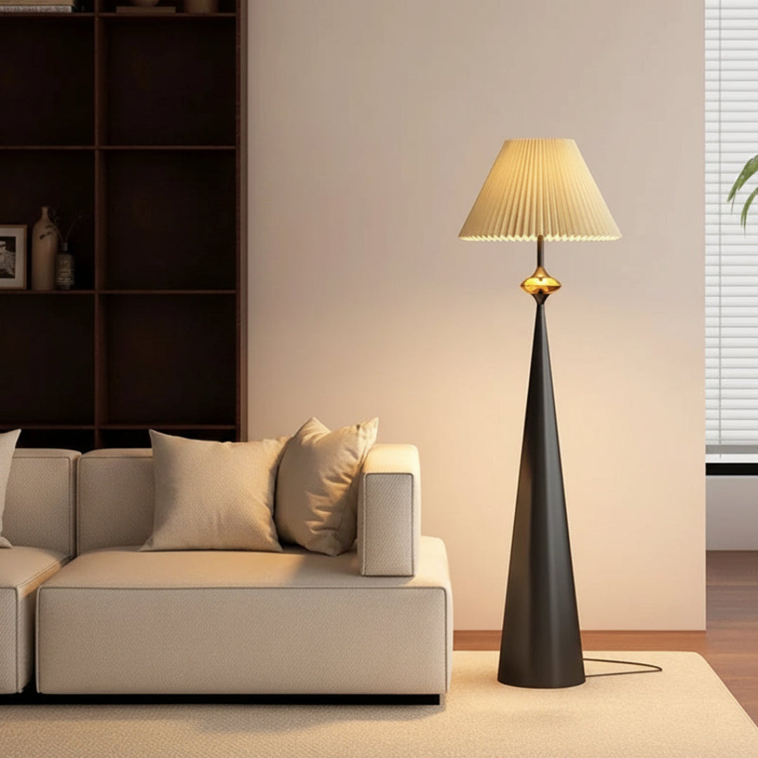 Wabi-Sabi Floor Lamp – Fabric Shade Minimal Design