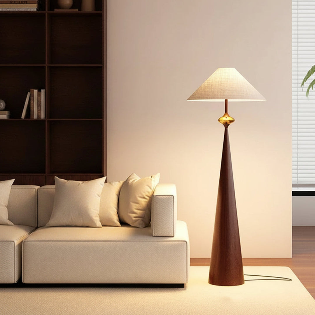 Wabi-Sabi Floor Lamp – Fabric Shade Minimal Design