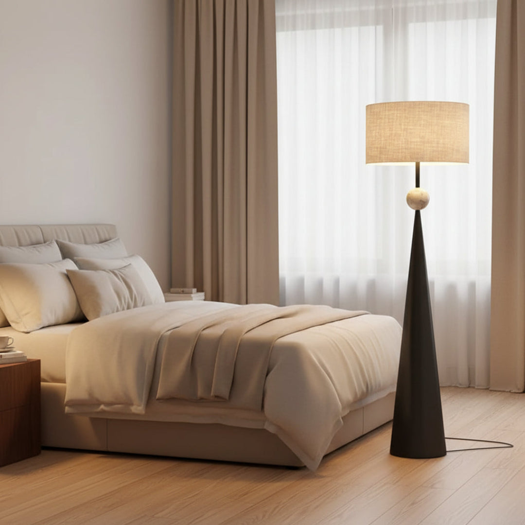 Wabi-Sabi Floor Lamp – Fabric Shade Minimal Design