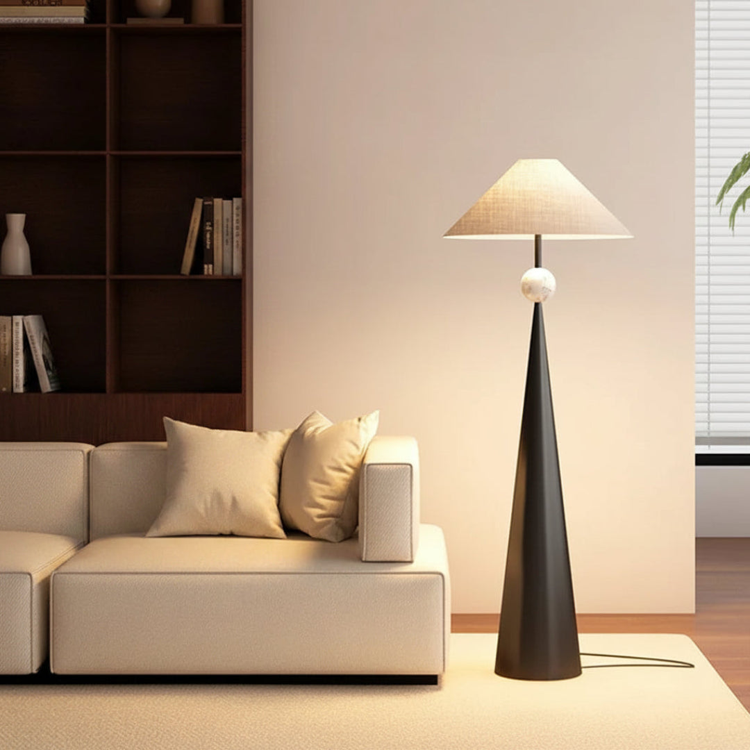Wabi-Sabi Floor Lamp – Fabric Shade Minimal Design