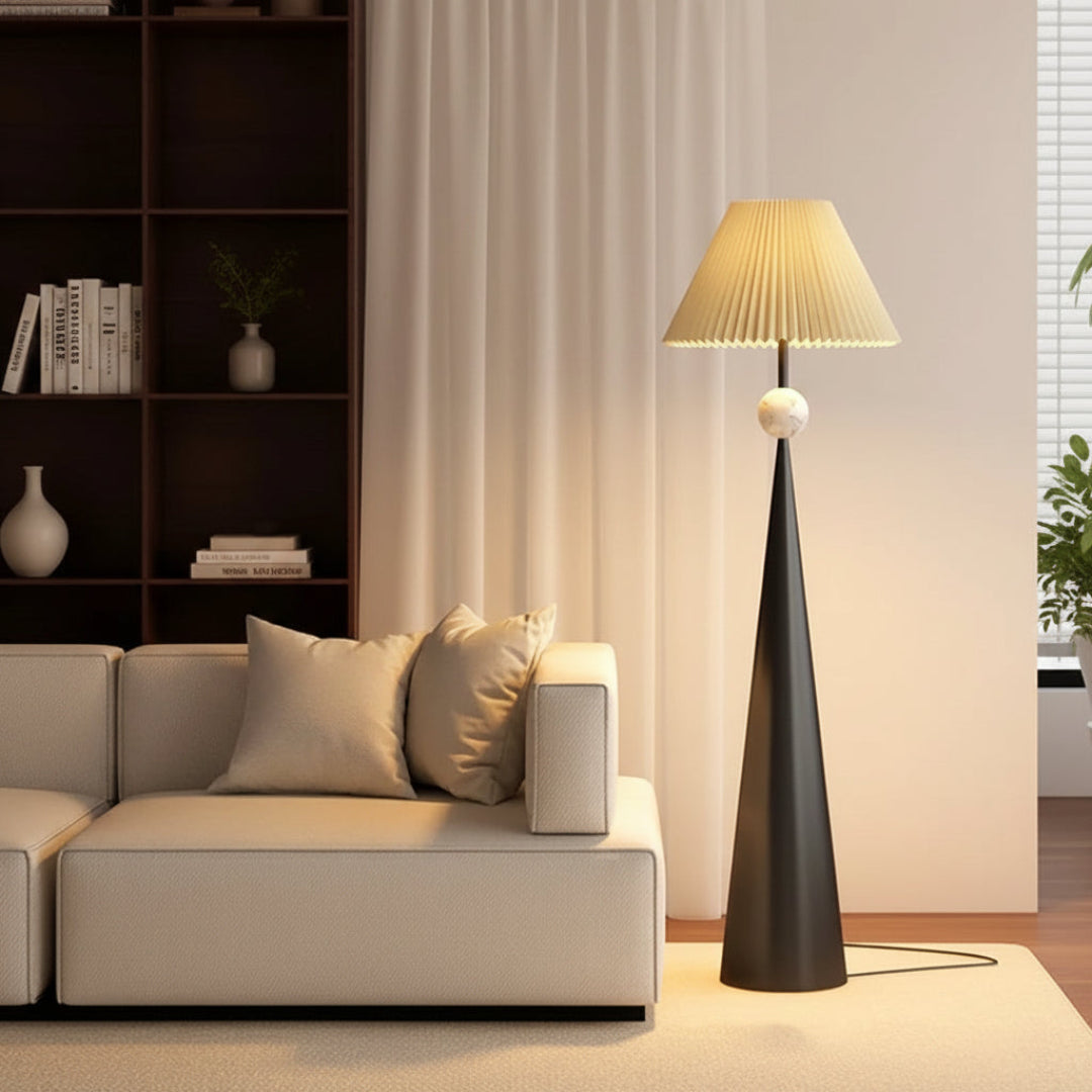 Wabi-Sabi Floor Lamp – Fabric Shade Minimal Design