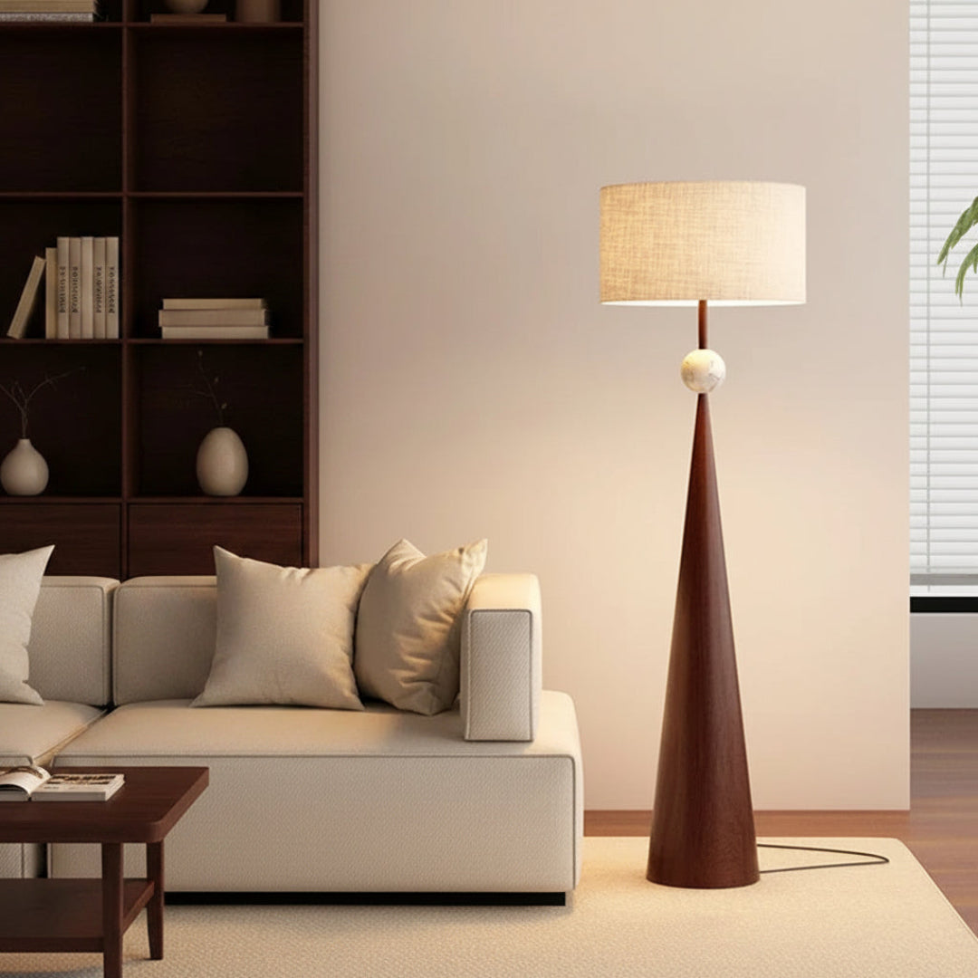 Wabi-Sabi Floor Lamp – Fabric Shade Minimal Design