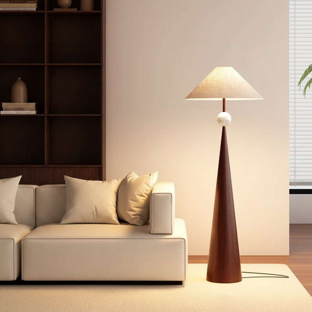 Wabi-Sabi Floor Lamp – Fabric Shade Minimal Design